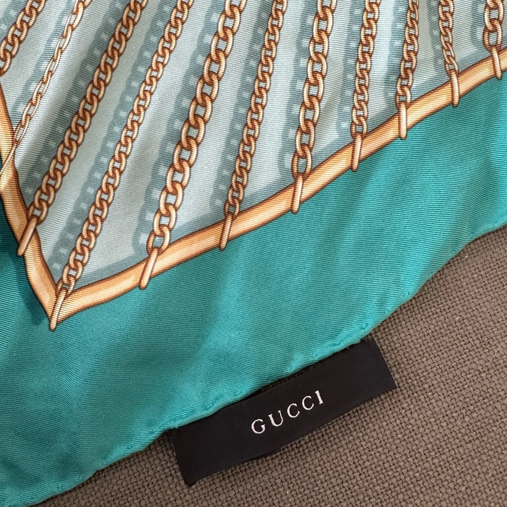 Authentic Gucci Teal and Gold Accent scarf - Picture 2 of 4